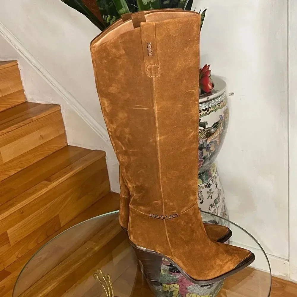New FREE PEOPLE Stevie Boot Cognac Suede